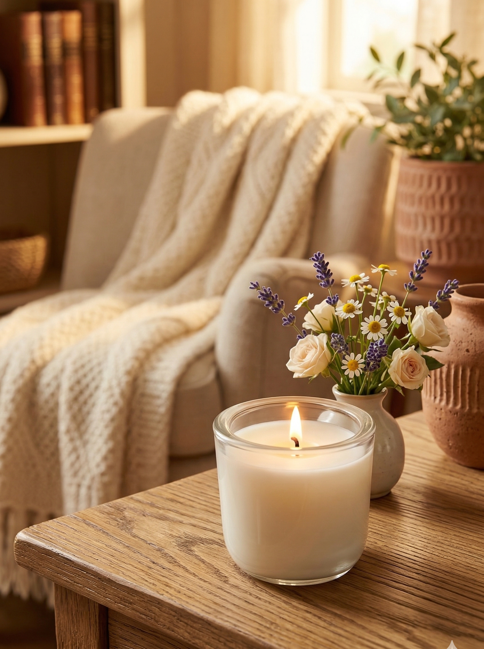 Vela vertida en joyero de yeso